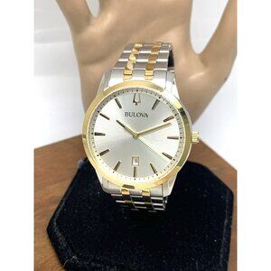 Bulova Men's Watch 98B385 Silver Dial Quartz Two Tone Stainless Steel 40mm